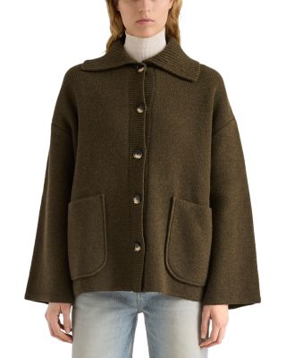Nelly Merino Wool Collared Sweater Jacket