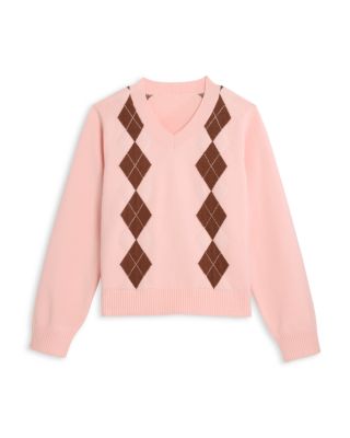Girls' Argyle V Neck Sweater, Big Kid - Exclusive