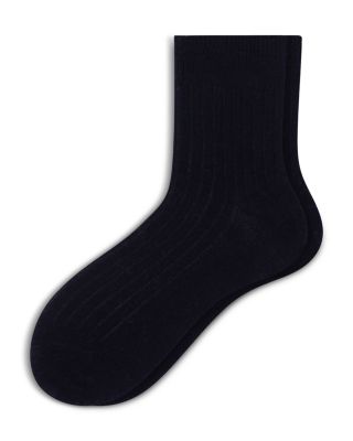 Hue Ribbed Cropped Crew Socks
