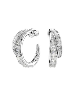 Vienna Stone Double Row Hoop Earrings