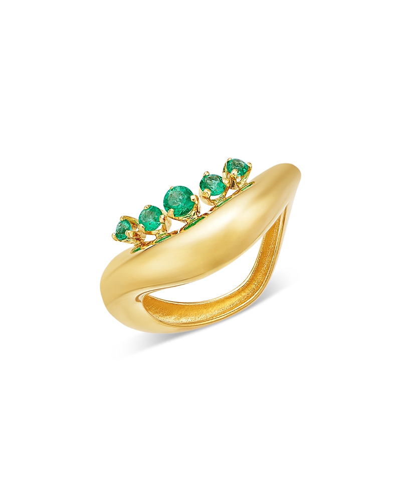 Zoe Chicco 14K Yellow Gold Emerald Graduated Wave Ring