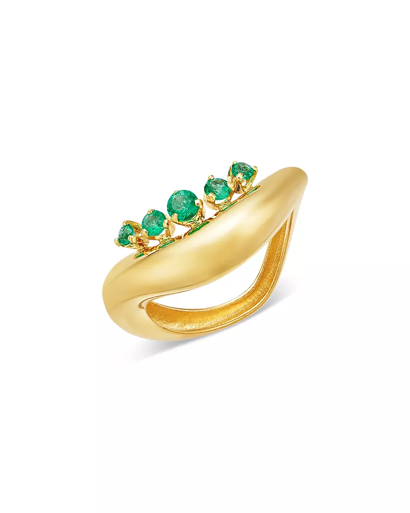 Zoe Chicco 14K Yellow Gold Emerald Graduated Wave Ring