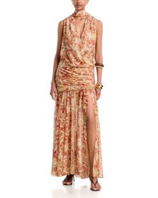 Draped Scarf Neck Maxi Dress