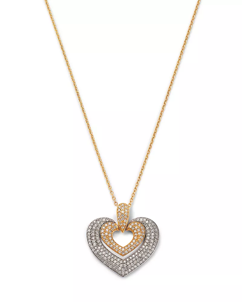 Bloomingdale's Fine Collection Diamond Heart Pendant Necklace in 14K Yellow & White Gold, 1.0 tcw