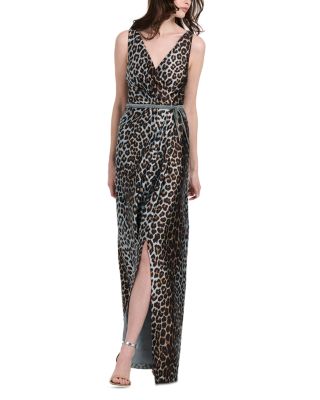 Emily Shalant Pleated Rhinestone Waist Gown
