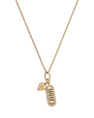Diamond Mom Pendant Necklace in 14K Yellow Gold, 0.1 tcw
