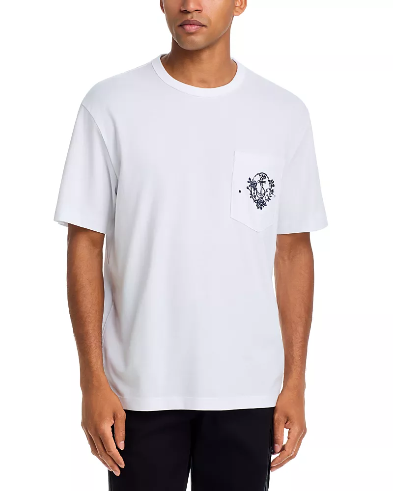 Hugo Durstee Cotton Floral Anchor Graphic Pocket T-Shirt