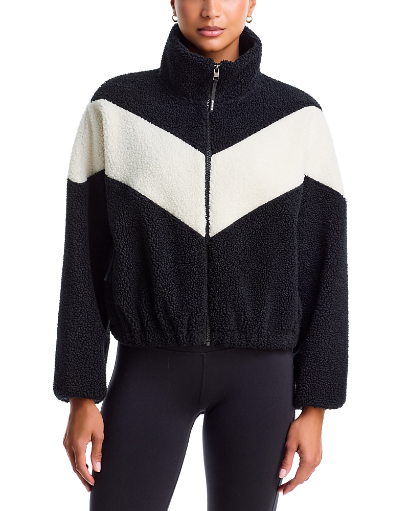 Splits59 Lottie Sherpa Chevron Full Zip Jacket In Black