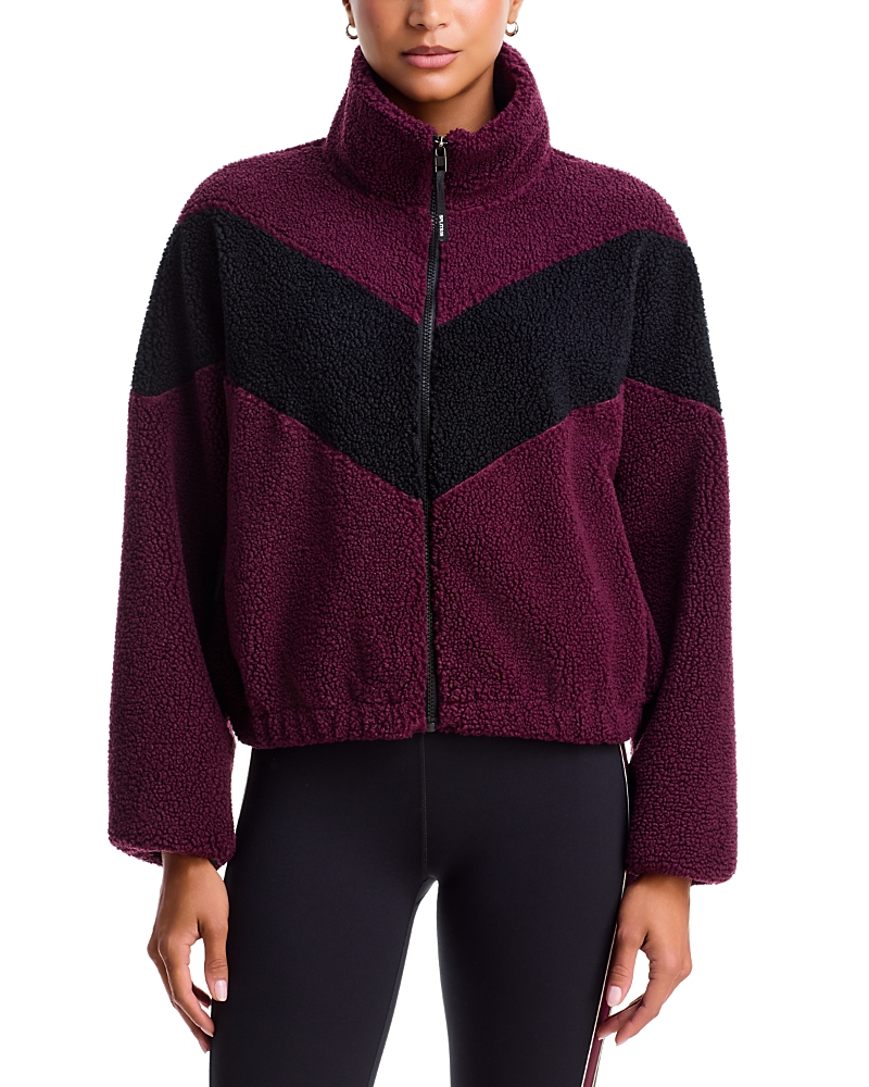 Splits59 Lottie Sherpa Chevron Full Zip Jacket In Burgundy