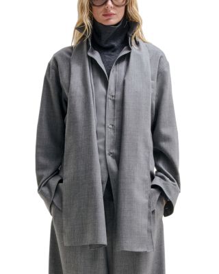 Wool Scarf Button Front Shirt 