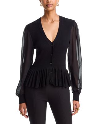 Six Fifty Alexandra V Neck Sheer Sleeve Sweater
