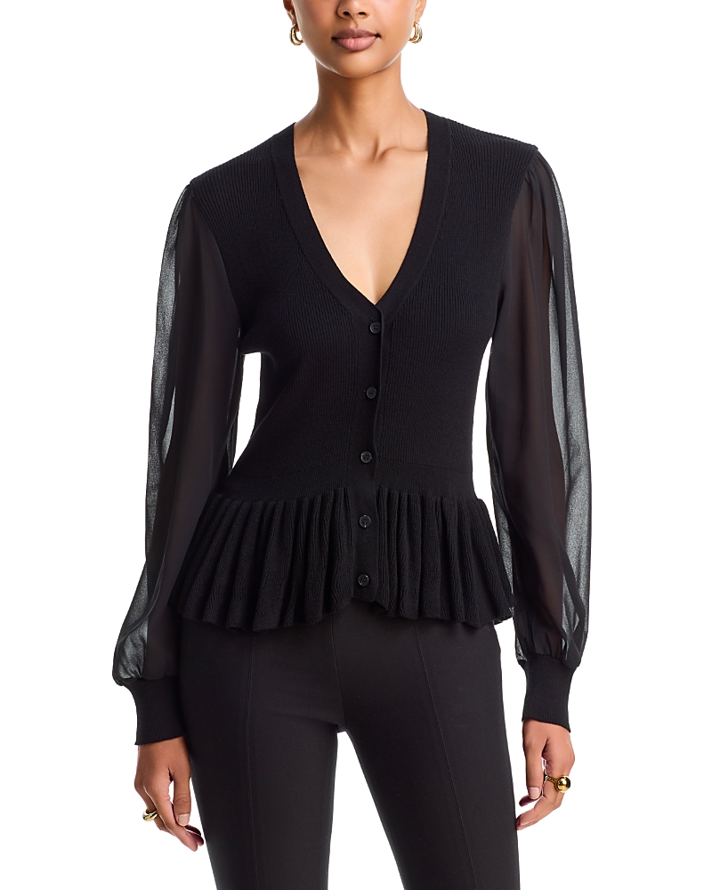 Six Fifty Alexandra V Neck Sheer Sleeve Sweater