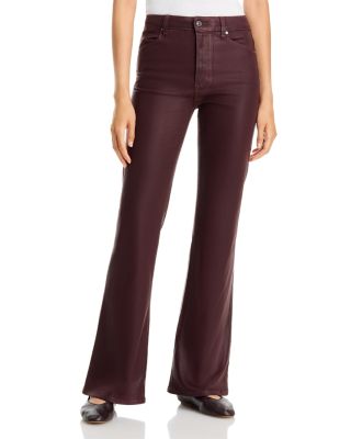 Sofia Mid Rise Flared Jeans in Wild Mulberry Coated