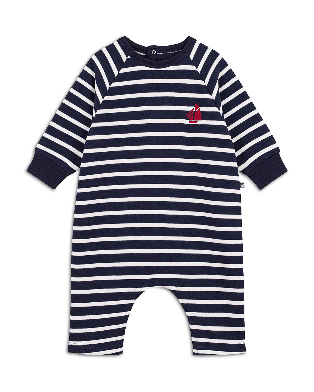 Petit Bateau Boys' Long Sleeve Striped Romper - Baby