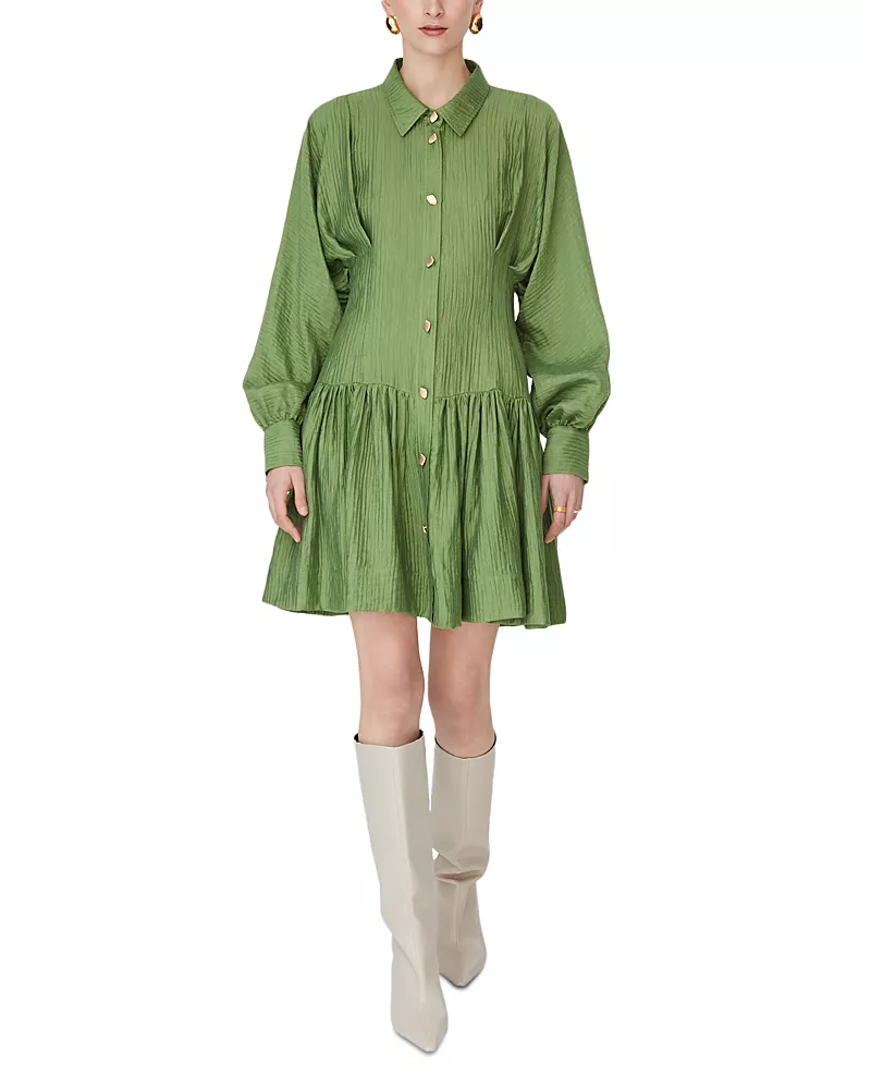 Jovonna London Button Down Drop Waist Mini Dress
