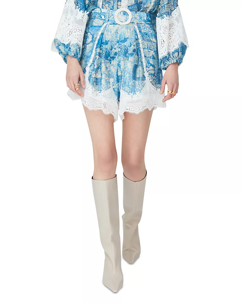 Jovonna London Printed Lace Trim Shorts