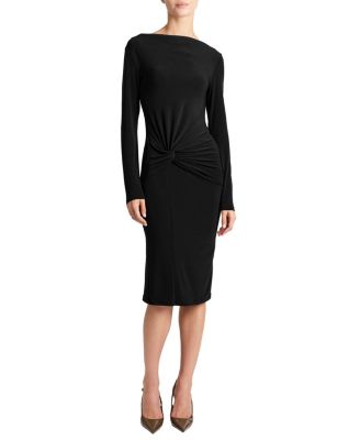Keegan Draped Knot Long Sleeve Jersey Dress