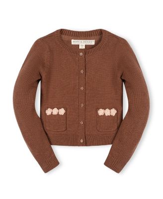 Girls' Organic Rosette Pocket Cardigan Sweater - Little Kid, Big Kid