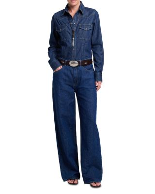 Mustang Sally Cotton Snap Front Denim Shirt 