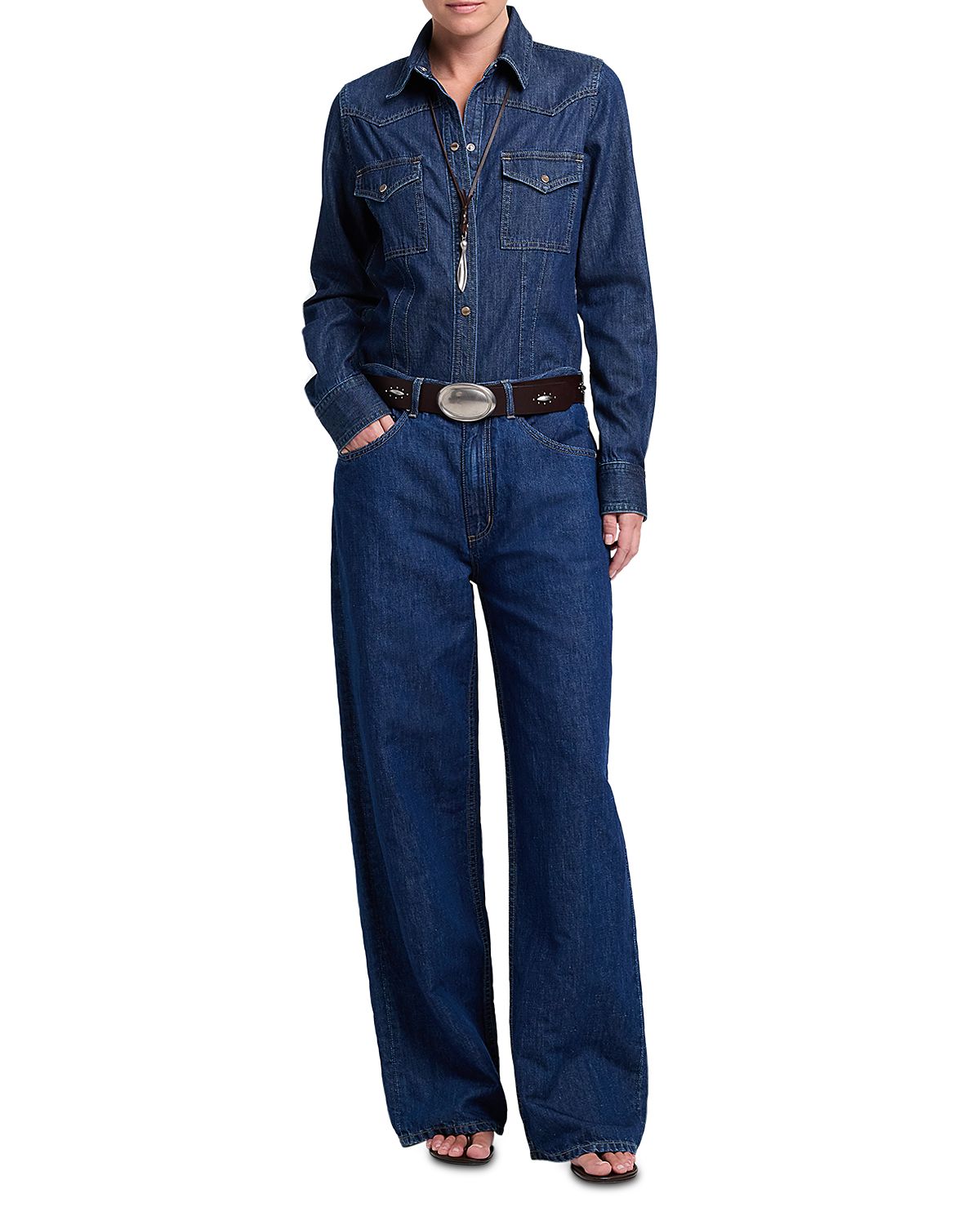Twp Mustang Sally Cotton Snap Front Denim Shirt
