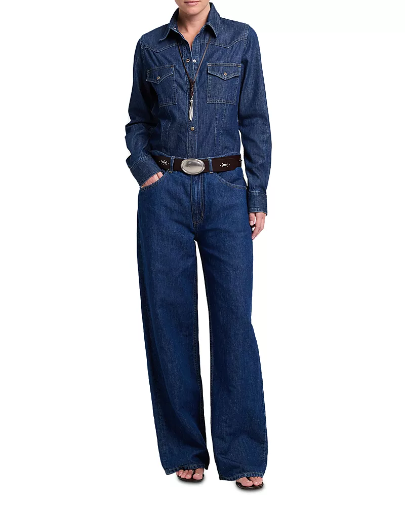 Twp Mustang Sally Cotton Snap Front Denim Shirt