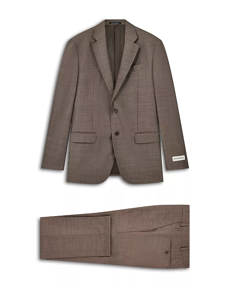Emporio Armani Regular Fit Hopsack Plaid Wool Suit