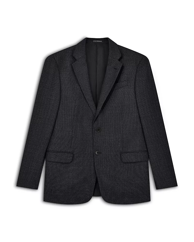 Emporio Armani Regular Fit Textured Wool Blend Blazer