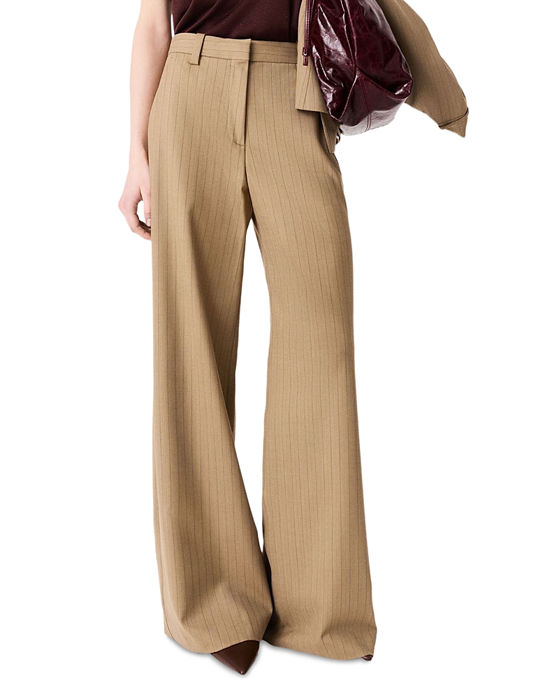Maje Pipania Pinstriped Flared Suit Trousers