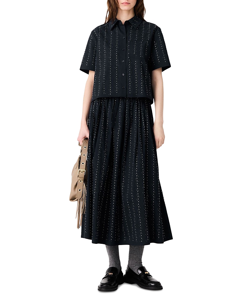 Maje Carius Cotton Blend Embellished Shirt