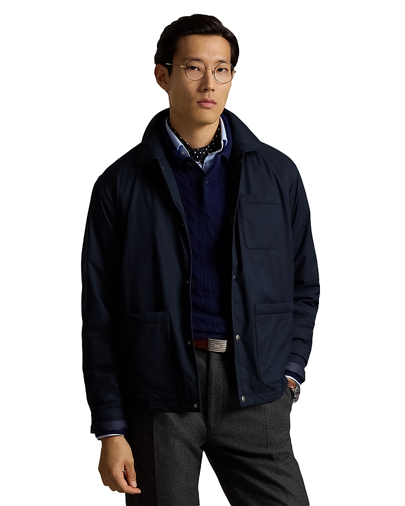 Polo Ralph Lauren The Abottson Gabardine Leather Collar Down Overshirt