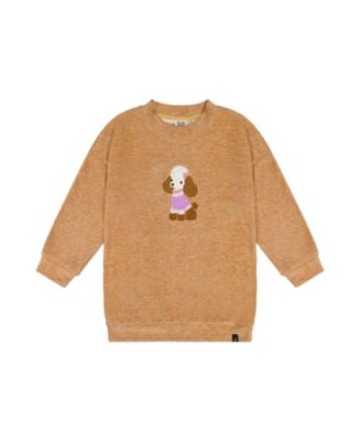 Girls' Brushed Velour Textured Appliqu&eacute; Tunic - Big Kid