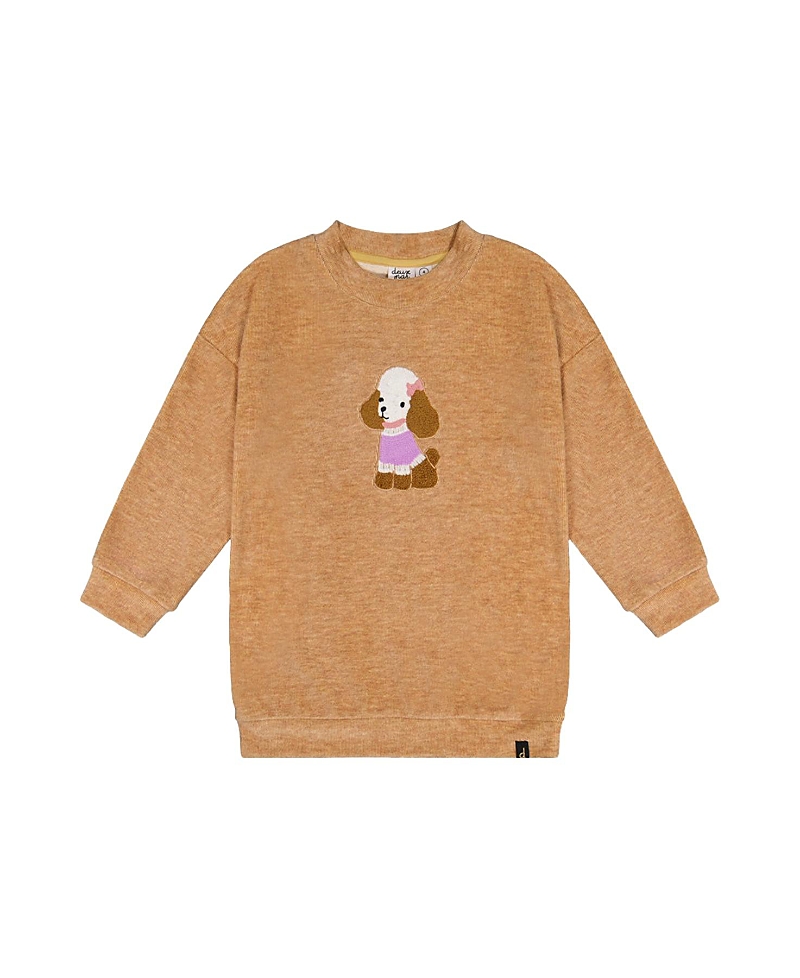 Deux par Deux Girls' Brushed Velour Textured Applique Tunic - Big Kid