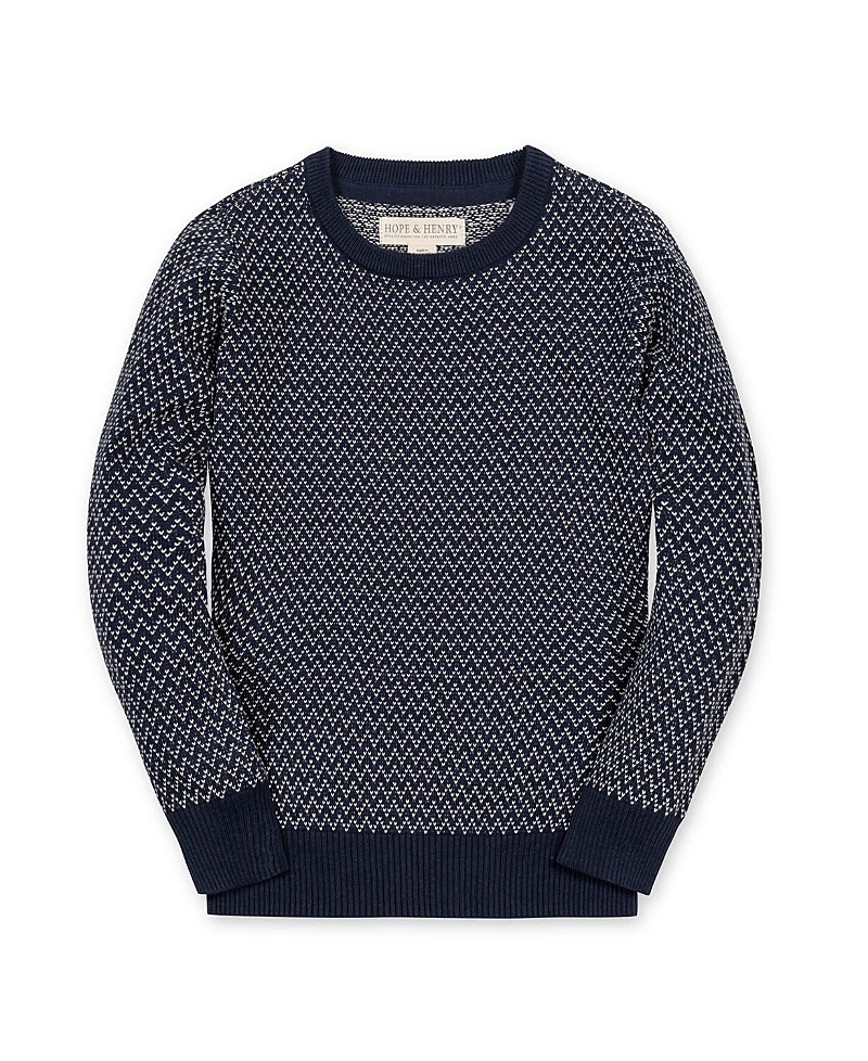 Hope & Henry Boys' Organic Fine Gauge Crew Neck Sweater - Little Kid, Big Kid
