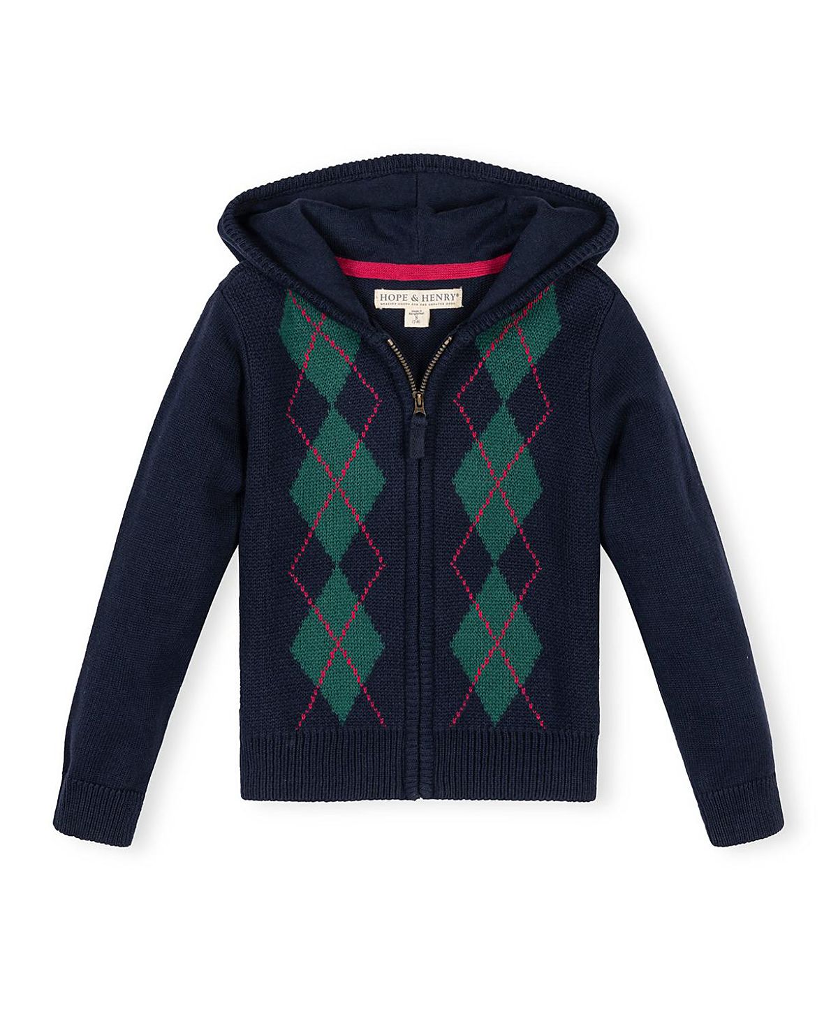 Hope & Henry Girls' Organic Full Zip Hoodie Sweater - Little Kid, Big Kid