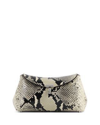 T-Lock Mini Python Embossed Leather Clutch  