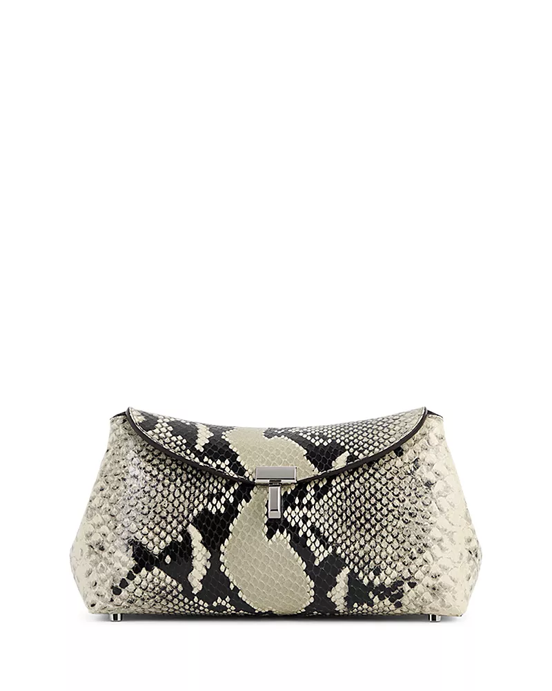 Toteme T-Lock Mini Python Embossed Leather Clutch