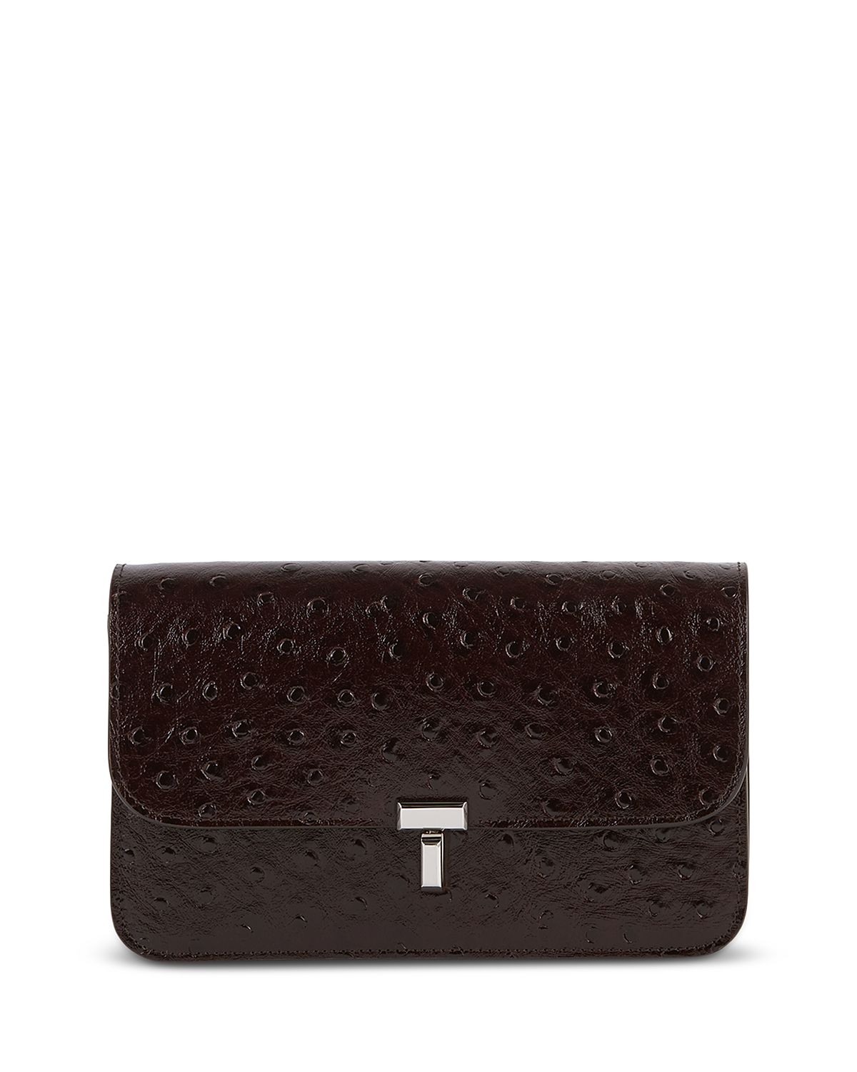 Toteme T-Lock Ostrich Embossed Leather Crossbody Bag