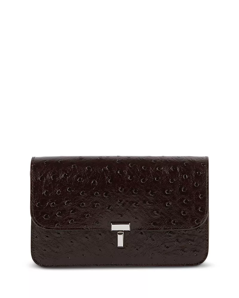 Toteme T-Lock Ostrich Embossed Leather Crossbody Bag
