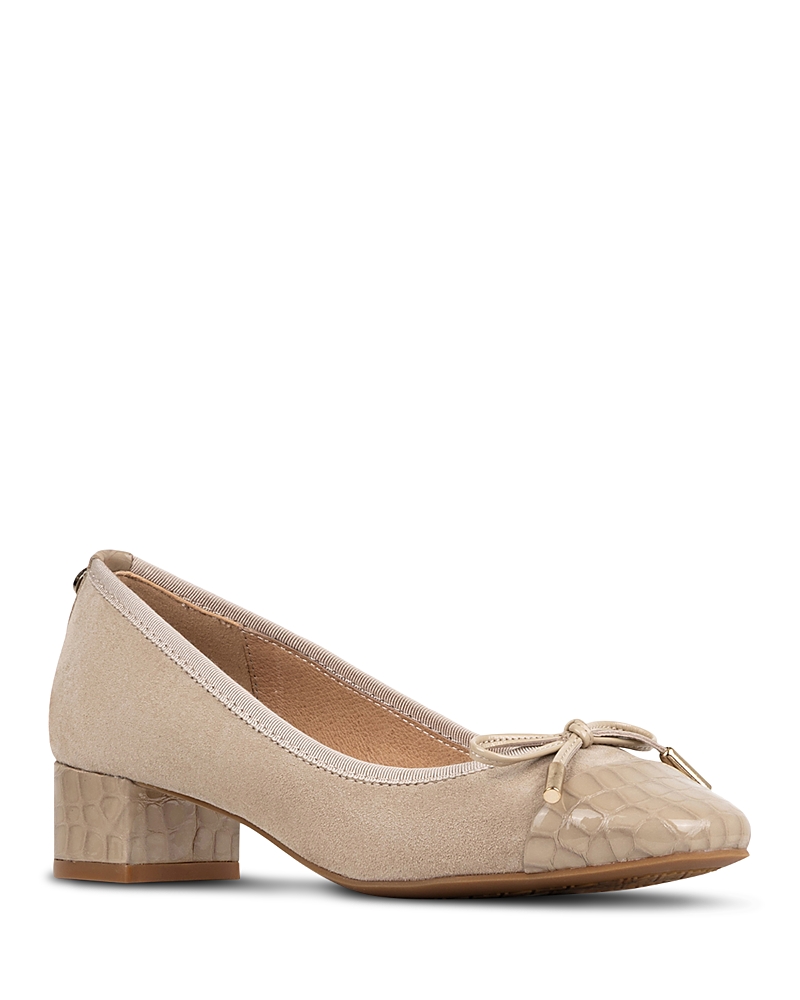 Donald Pliner Women's Bow Leather Suede Mid Heel Pumps