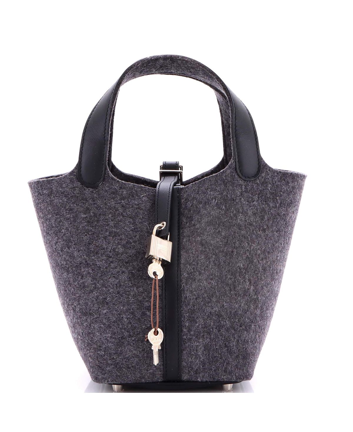 Pre-Owned HERMES Pm Picotin Lock Bag Felt with Leather