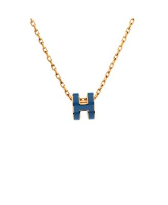 Mini Pop H Pendant Chain Necklace Metal and Enamel, 16"