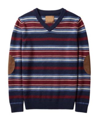  Unisex Organic V-Neck Sweater with Elbow Patches