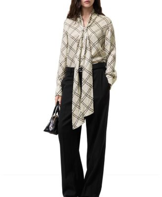  Check Silk Blend Scarf Blouse