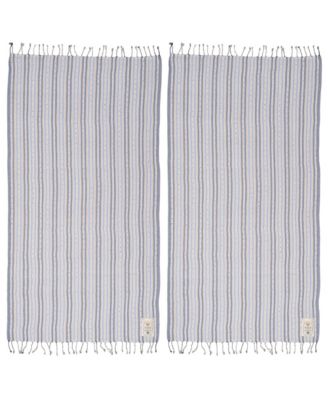 Baklan Fringed Yarn Dyed Striped Peshtemal, Set of 2, 35" x 67"
