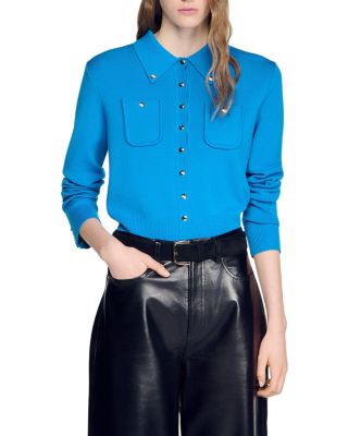 Jessica Wool Blend Shirt Collar Cardigan