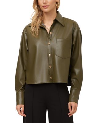 Fifteen Twenty Victoria Faux Leather Button Up Top