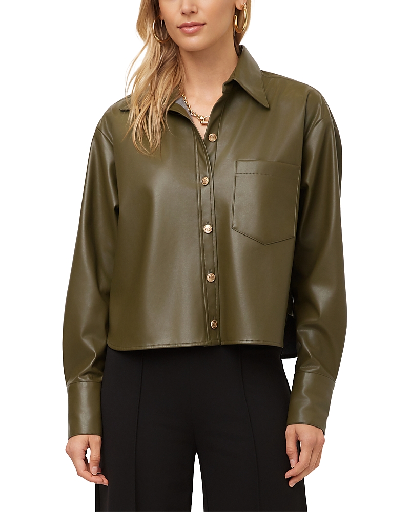 Fifteen Twenty Victoria Faux Leather Button Up Top