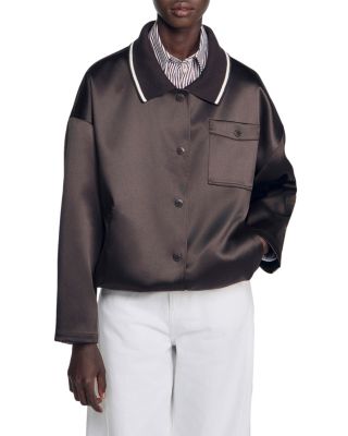 Quinn Satin Polo Collar Jacket