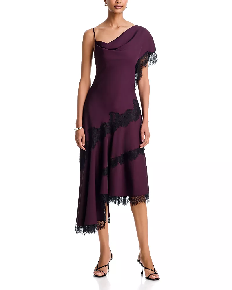 Bcbgmaxazria Calla Lace Trim Midi Dress