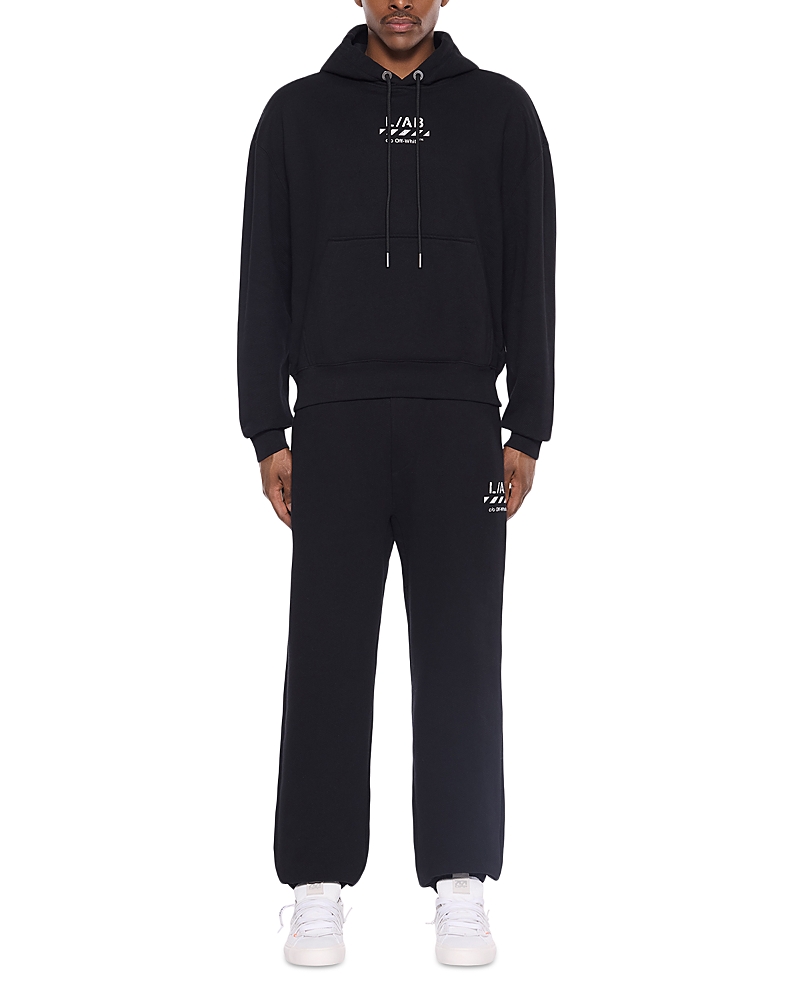 Off-White Cotton Diagonal Graphic Logo Drawstring Hoodie